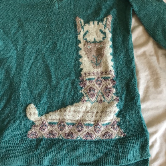 Hollister Turquoise / teal llama sweater - Picture 3 of 5
